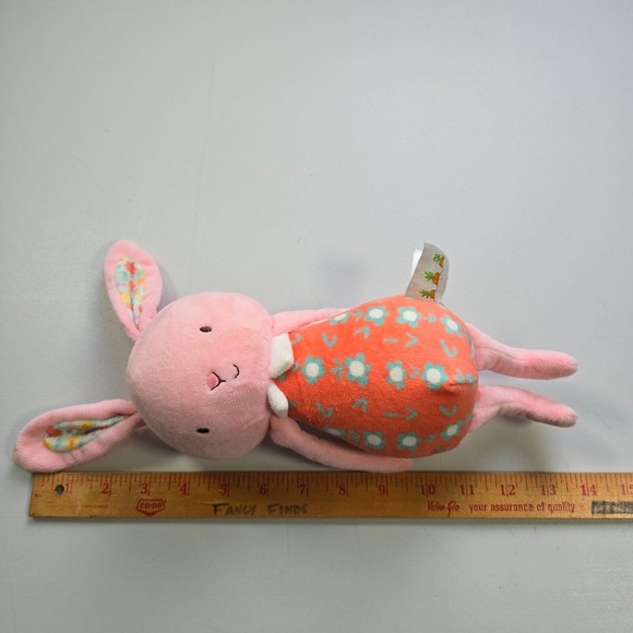 Bunnies By The Bay Bunny Rabbit Plush Pink Flowers Stuffed Animal Soft Eyes - Picture 7 of 8